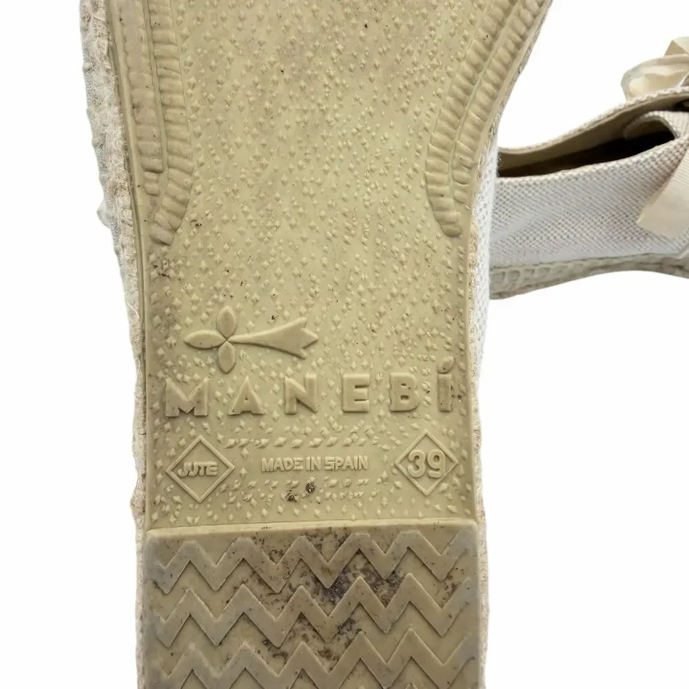 Manebi EU 39 Hampton Neutral Beige Canvas Lace Up Platform Espadrille Sneakers
